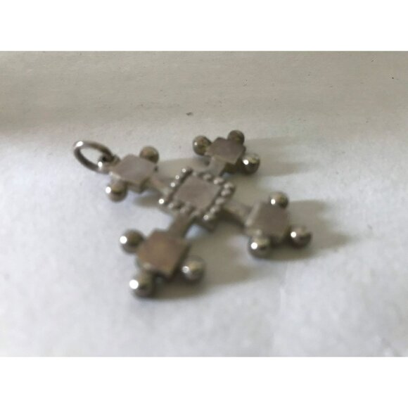 Vtg Silver Tone Crucifix Mediterranean Cross Pendant Handmade In Greece - Picture 4 of 6